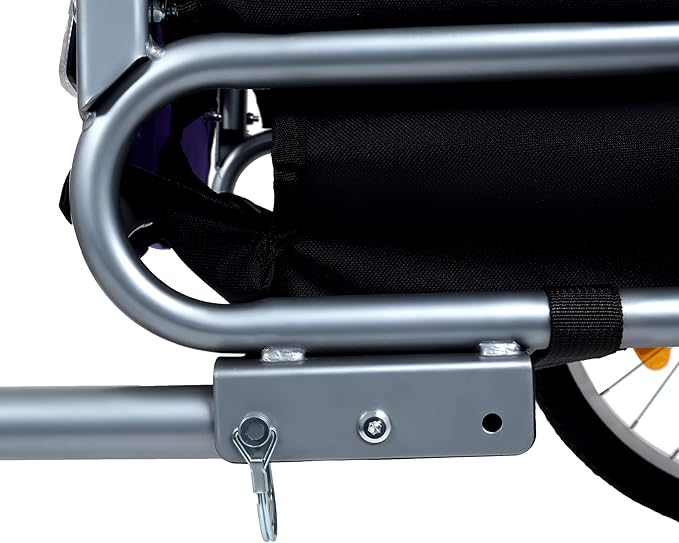 Blue-Grey Large Folding Bike Trailer for Dogs – Heavy-Duty Steel Frame, 66LB Capacity Pet Carrier for All-Terrain Cycling, Jogging & Camping Adventures!-PawvioPets