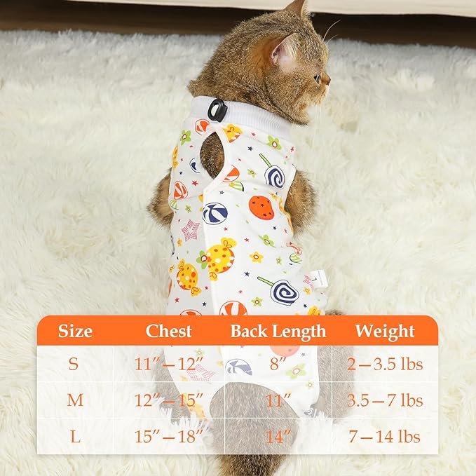 ANWA Cat Recovery Suit - Breathable Cat Onesie for Cats After Surgery Female, Kitten Surgery Recovery Suit Female Abdominal Wounds-PawvioPets