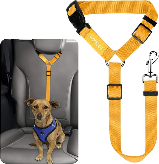BWOGUE Pet Dog Cat Seat Belts, Car Headrest Restraint Adjustable Safety Leads Vehicle Seatbelt Harness (1 Pack)-PawvioPets
