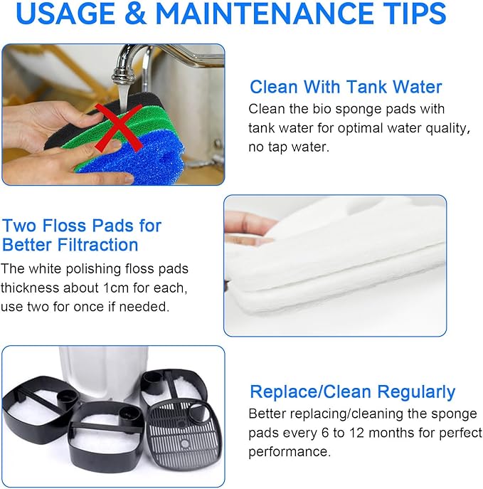 Canister Filter Pads Compatible with SUNSUN HW-302 /505A and Aqua top CF-300 Canisters Filters Sponges Replacement for Polar Aurora 265GPH Canister Filter for Aquarium Fish Tank and Turtle Tank -16PCS-PawvioPets