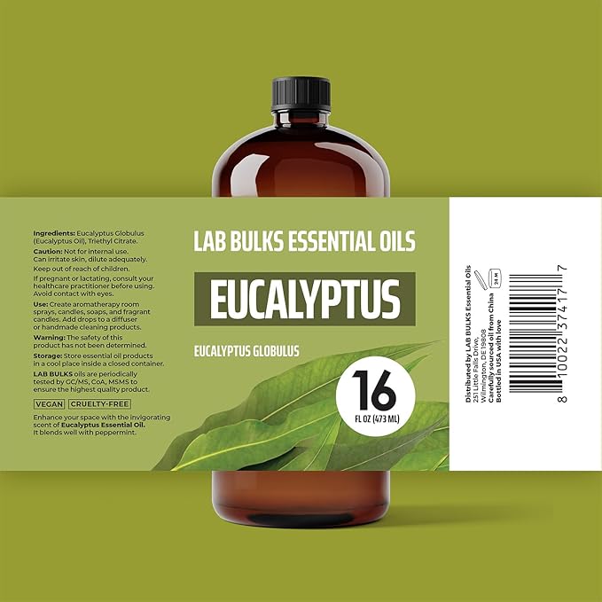 Eucalyptus Essential Oil 16 oz (473 ml) for Diffusers, Home Care, Candles, Aromatherapy, Candle Making-PawvioPets