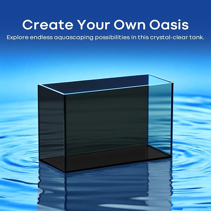 6 Gallon Glass Fish Tank, Small Aquarium Fish Bowl Cube for Betta Goldfish Snails Shrimp Aquatic Planting, Easy to Maintain Ultra Clear Rimless Design 5 Gallons Low Iron-PawvioPets