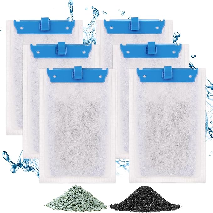 fishkeeper 6 Pack Medium Filter Cartridges Compatible with Tetra Whisper Bio-Bag Filters Replacement Filter Cartridges for Whisper Filters 10i / IQ10 / PF10 and TetraFauna ReptoFilter(Ready to Use)-PawvioPets