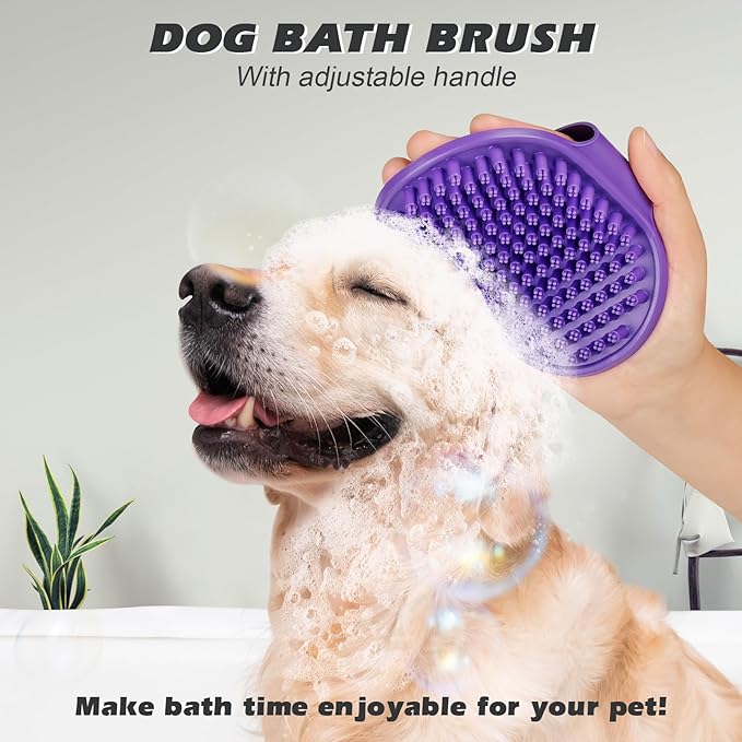 2PCS Pet Grooming Tools - Double-Sided Brush for Shedding and Bathing, Suitable for Short/Long Haired Dogs Cats and Horses, Deshedding Dog Brush, Mane & Tail Combs for Horses - Pet Supplies (Purple)-PawvioPets