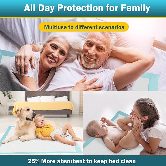 Bed Pads with Adhesive Strip 30"x36" Thicken Elderly Adults Incontinence Underpads Disposable,Heavy Duty Absorbent Chucks Waterproof,XL Extra Large Puppy Pee Training Pad[10 Pads]-PawvioPets
