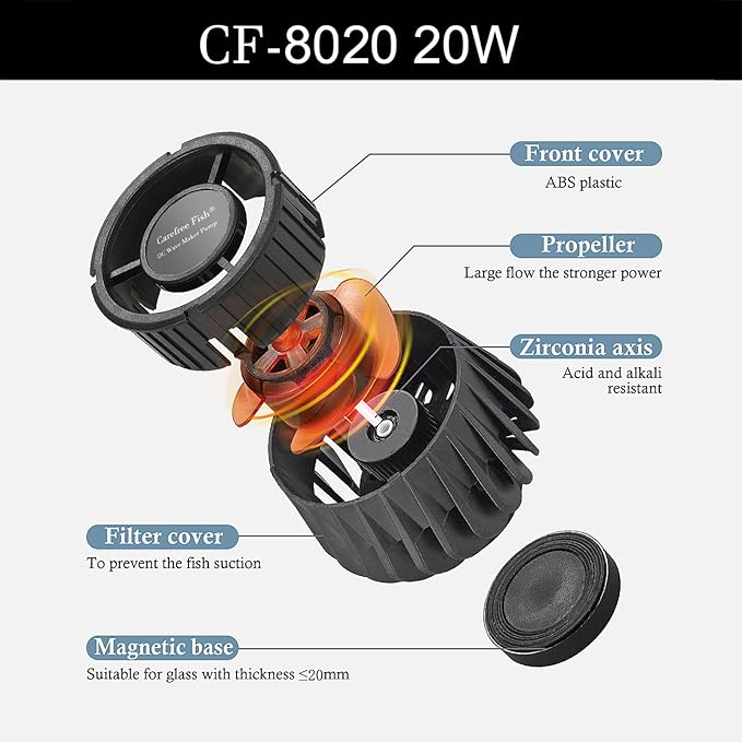 Carefree Fish Magnetic Aquarium Wave Maker Quiet and Powerful DC 24V Powerhead with Digital Led Display Controller Submersible Water Inverter Circulation Pump for Freshwater and Saltwater-PawvioPets