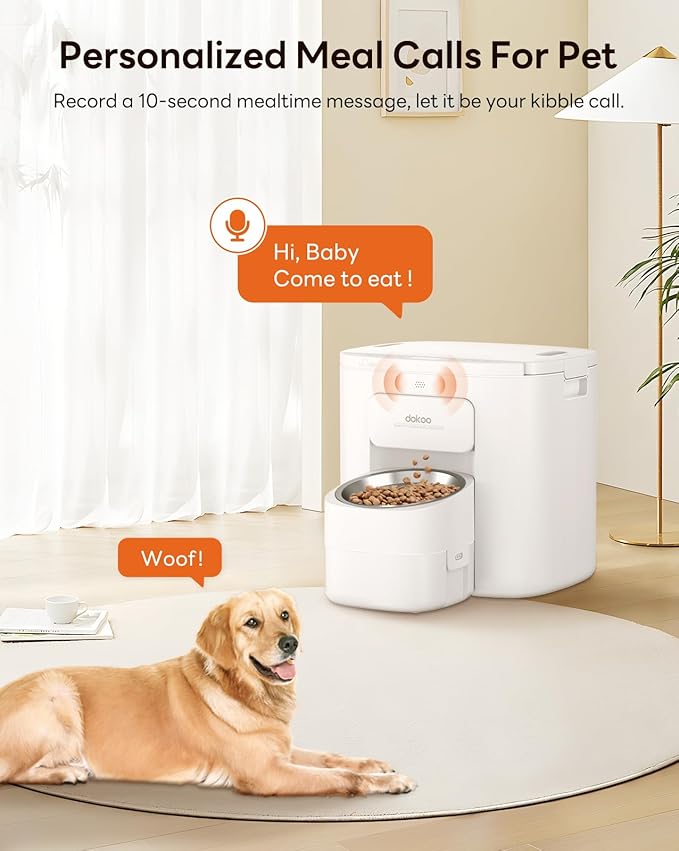 Automatic Dog Feeder for Large Breed, 15L/ 63Cups Vacuum-Sealed Storage & Timed Auto Dog Food Dispenser 2in1, Airtight 100% Freshness, Anti-Blockage, Support up to 22mm Pet Food, Stainless Steel Bowl-PawvioPets