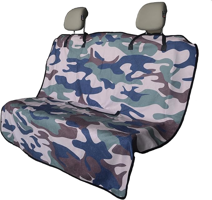 Back Seat Cover for Car Trucks Van SUV,Waterproof Rear Bench Towel Seat Covers for Dogs and Kids,Automotive Backseat Protector (Camouflage)-PawvioPets