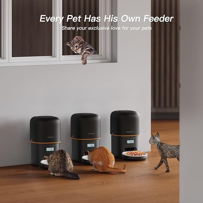 Automatic Cat Feeder - 2L Cat Food Dispenser, Timed Auto Pet Feeder with 180-day Battery Life, 1-6 Meals Per Day, 1-16 Portion, Ceramic Bowl, Desiccant Bag Keeps Dry Food Fresh, Also for Small Dogs-PawvioPets