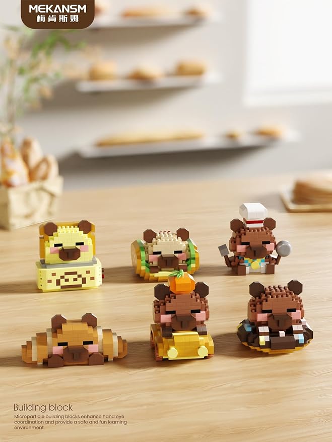Gold Medal Baking Cute Capybara Baking Bread Series Mini Building Toy Kawaii Animals Set Micro Adorable Pet Buildings Small Bricks Gifts Toys-PawvioPets