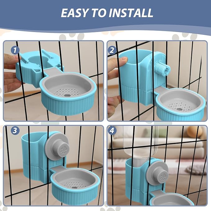 Fhiny Rabbit Water Bottle, 18oz Hanging Guinea Pig Water Bottle No Drip Gravity Bunny Water Dispenser for Cage Automatic Rabbit Waterer for Bunny Guinea Pig Chinchilla Ferret Cat Puppy-PawvioPets