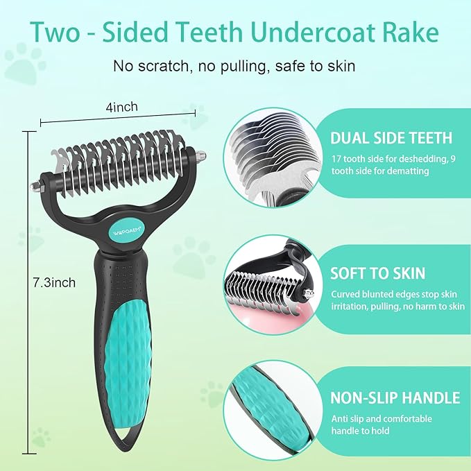 Dog Brush Kit for Grooming Short & Long Haired Dogs & Cats, 5 in 1 Pet Grooming Set for Small Animals, 5 PCS Puppy Self-Cleaning Slicker Brush and Pet Comb for Shedding Medium & Large Dogs-PawvioPets