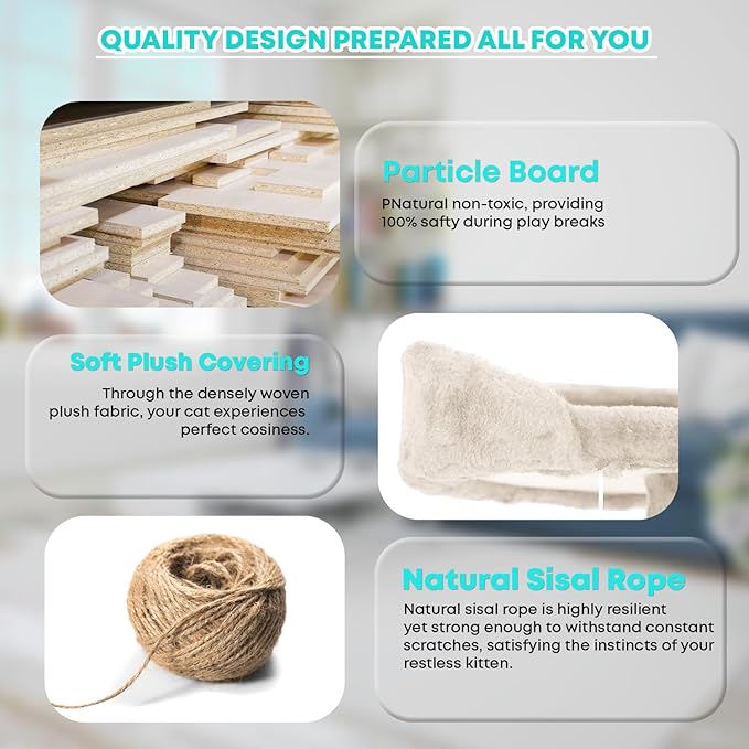 FDW Cat Tree 70in Cat Tower Multi-Level Durable Cat Scratching Post & Cozy Fun Cat Jumping Platform Space Saving Cat Condo Pet Play House for Indoor Cats,Beige-PawvioPets