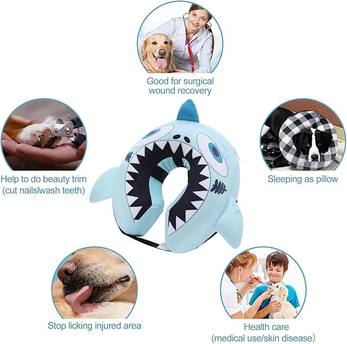 CuteBone Inflatable Dog Donut Collar with Removable Soft Fleece Covers for Small/Medium/Large Dogs and Cats After Surgery GWB12M-PawvioPets