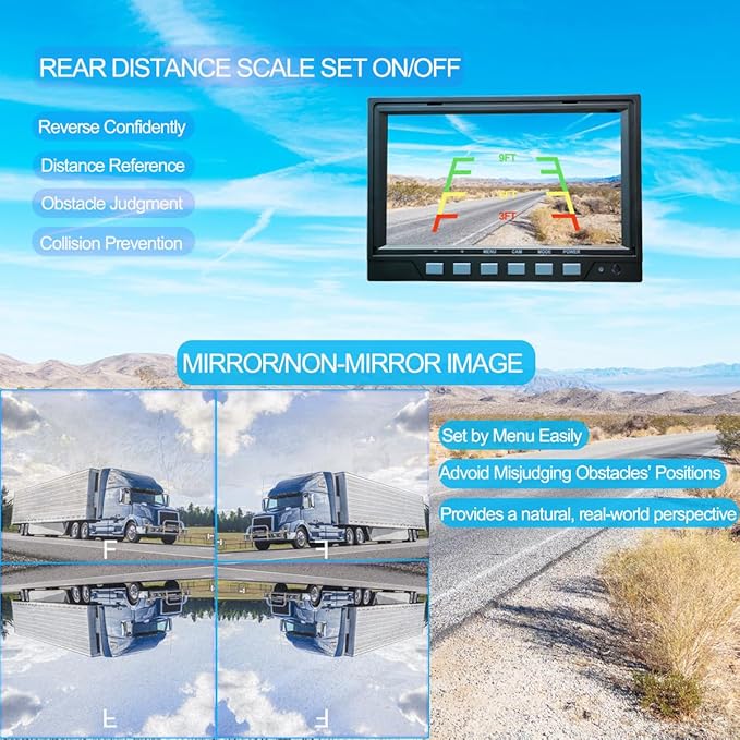 AHD 1080P 7" Reverse Rear View Backup Dual Twin Lens Camera System, Point Each Lens in a Different Direction, IR, Waterproof, 10G Vibration-Proof for Tractor/Truck/Camper/Caravan/Skid Steer/Harvester-PawvioPets