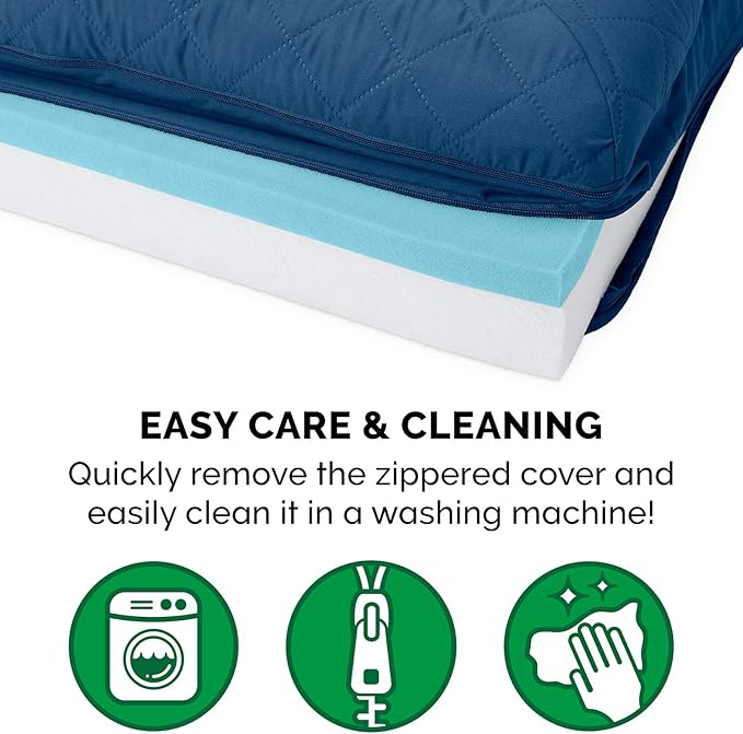 Furhaven Cooling Gel Dog Bed for Large Dogs w/ Removable Bolsters & Washable Cover, For Dogs Up to 125 lbs - Quilted Sofa - Navy (Blue), Jumbo Plus/XXL-PawvioPets