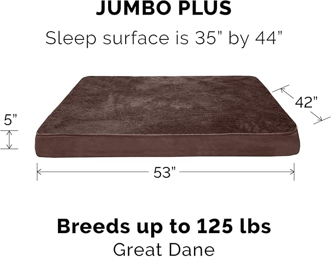 Furhaven Orthopedic Dog Bed for Large Dogs w/ Removable Bolsters & Washable Cover, For Dogs Up to 125 lbs - Quilted Sofa - Toasted Brown, Jumbo Plus/XXL-PawvioPets