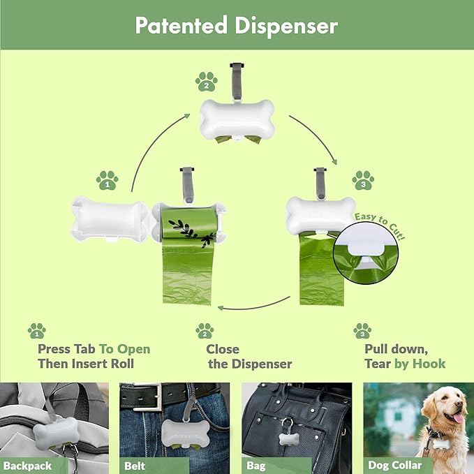 GORILLA SUPPLY Dog Poop Waste Bags with Dispenser and Leash Tie, 9" x 13", Green, 1000 Count-PawvioPets