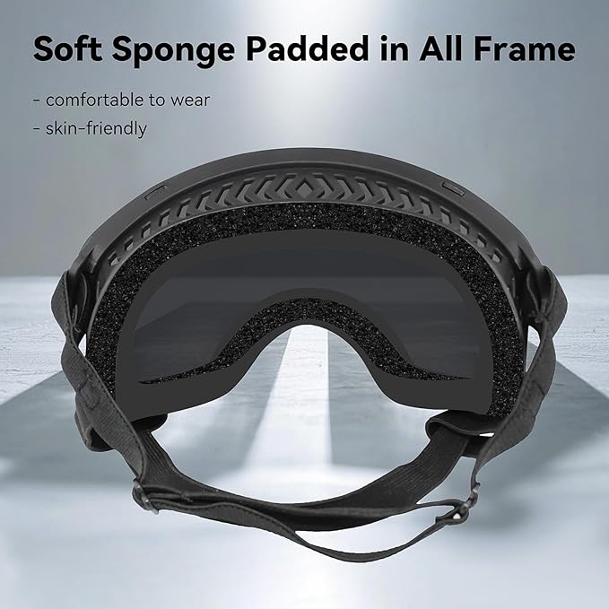 Dog Sunglasses UV Protection Clear Dog Goggles Windproof Glasses with Elastic Straps for Medium-Large Breed, Black Frame + Silver Lens-PawvioPets