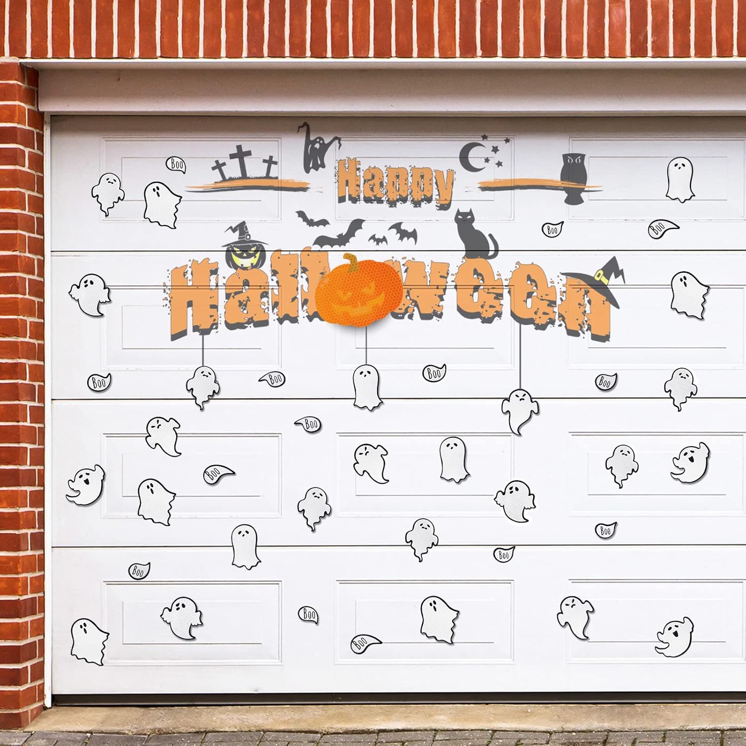 Chinco 36 Pcs Halloween Ghost Car Magnets Reflective Ghost Boo Refrigerator Automotive Magnet Stickers Cute Holiday Fridge Garage Door Decorations Holiday Waterproof Magnetic Decals