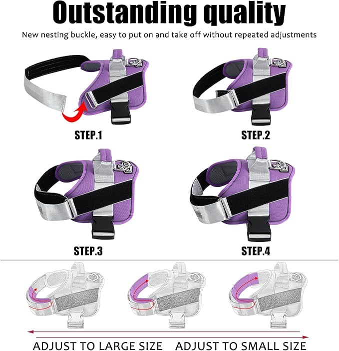 Bolux Dog Harness, No-Pull Reflective Dog Vest, Breathable Adjustable Pet Harness with Handle for Outdoor Walking - No More Pulling, Tugging or Choking (Lavender, X-Small (Pack of 1))-PawvioPets