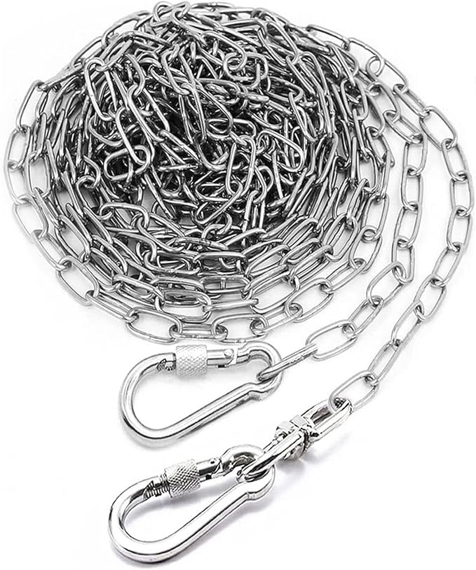 25ft Dog Chains for Outside - Heavy Duty Tie Out Chain Leash Great for Small to Large Dogs Up to 200Lbs - Chew Proof Long Chain for Yard Camping or Travel-PawvioPets