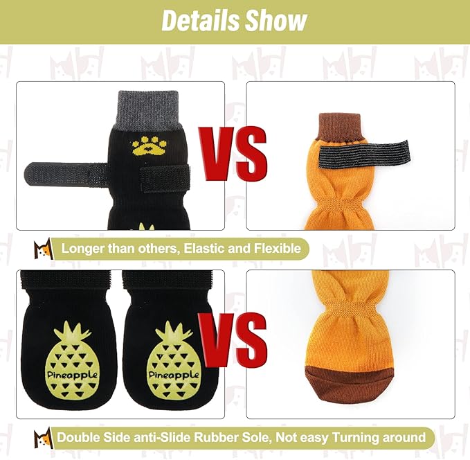 BEAUTYZOO Anti-Slip Dog Socks,Dog Shoes for Hot/Cold Pavement,Paw Protectors with Grips 3 Pairs for Puppy Small Medium Large Senior Old Dogs,Dog Socks to Prevent Licking and Hardwood Floor Protection-PawvioPets