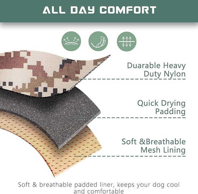 BUMBIN Tactical Dog Harness for Small Dogs No Pull, Famous TIK Tok No Pull Puppy Harness, Fit Smart Reflective Pet Walking Harness for Training, Adjustable Dog Vest Harness with Handle Desert Camo XS-PawvioPets