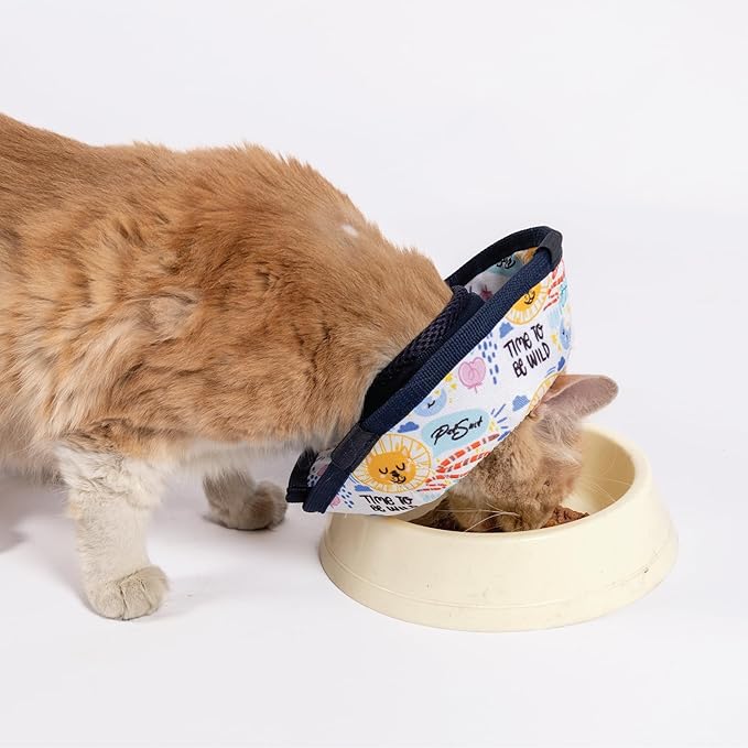 Cat Cone Collar – Colorful Cat Pattern - Lightweight Recovery Cone for Cats, Anti-Lick & Anti-Scratch, Vet Recommended, Elizabethan Collar (Colorful, XXS Long [Neck Girth: 7.5"-10.3"])-PawvioPets