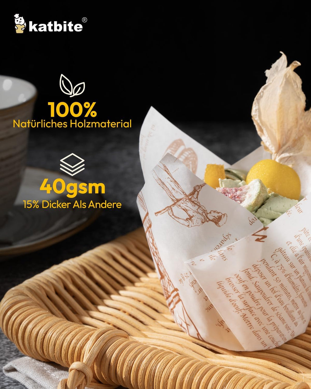 Katbite Tulip Cupcake Liners 200PCS, Muffin Baking Cupcake Liners Holders (newspaper)