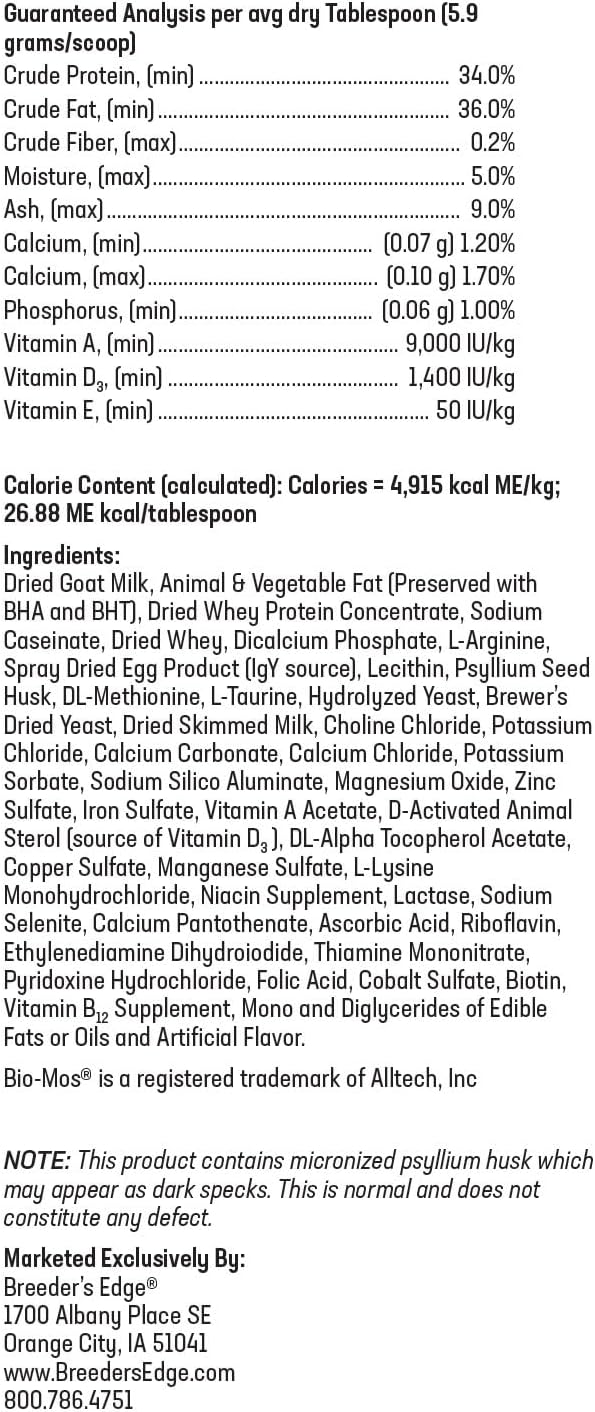 Breeder's Edge Foster Care GM - Goat Milk Based Powdered Milk Replacer - Puppies , Kittens , Cats & Dogs Formula - Easy Digestion - 5 lb-PawvioPets