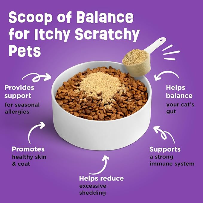 Dinovite for Cats Supplement - Immune + Digestive, Skin + Coat Support, Vitamins, Minerals, Omega 3, Enzymes, Probiotics. Reduces Shedding, Dry Skin, Itching, Stinking, Bald Spots, Seasonal Issues-PawvioPets