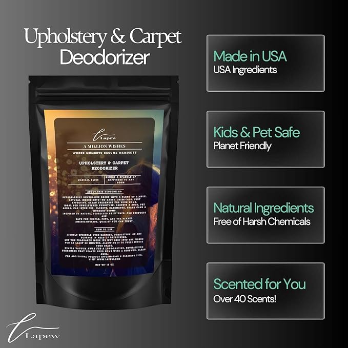 A Million Wishes Carpet Freshener Powder: Powerful Odor Eliminator for Home, Upholstery Deodorizer, Carpet Deodorizer, Pet Urine, Cat Litter Box - A Million Wishes Fragrance.-PawvioPets