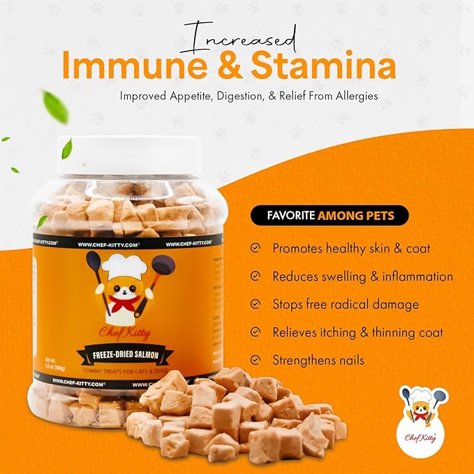 Freeze-Dried Salmon Treats for Cats & Dogs – 100% Wild Caught, Single Ingredient, High-Protein, Healthy Snack – No Additives or Preservatives – 5.3oz - Inspected & Tested in USA-PawvioPets