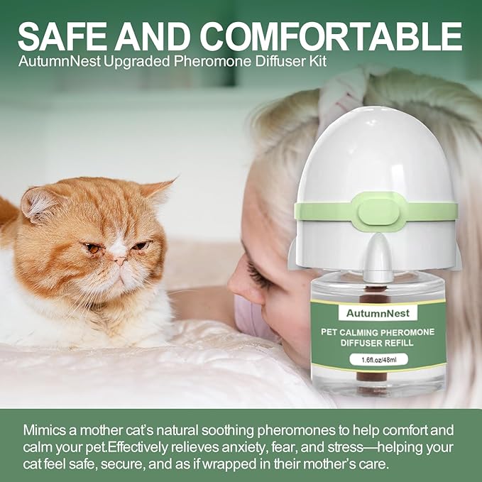 6-in-1 Cat Calming Pheromone Diffuser Kit, Cat Calming Diffuser for Anxiety Relief, Aggression, Scratching, Urine Marking, Fighting, Meowing, Hiding, Safe for All Cats, 120 Days Support-PawvioPets