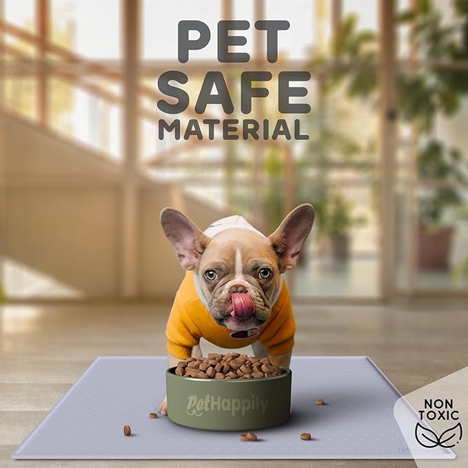 Dog Food Mat - 28x18 Raised Edges Dogs Mat for Food and Water Prevent Spill, Waterproof Cat Food Mats Protect Floors, Easy Clean Dog Bowl Mats for Food and Water, Silicone Pet Feeding Placemats-PawvioPets