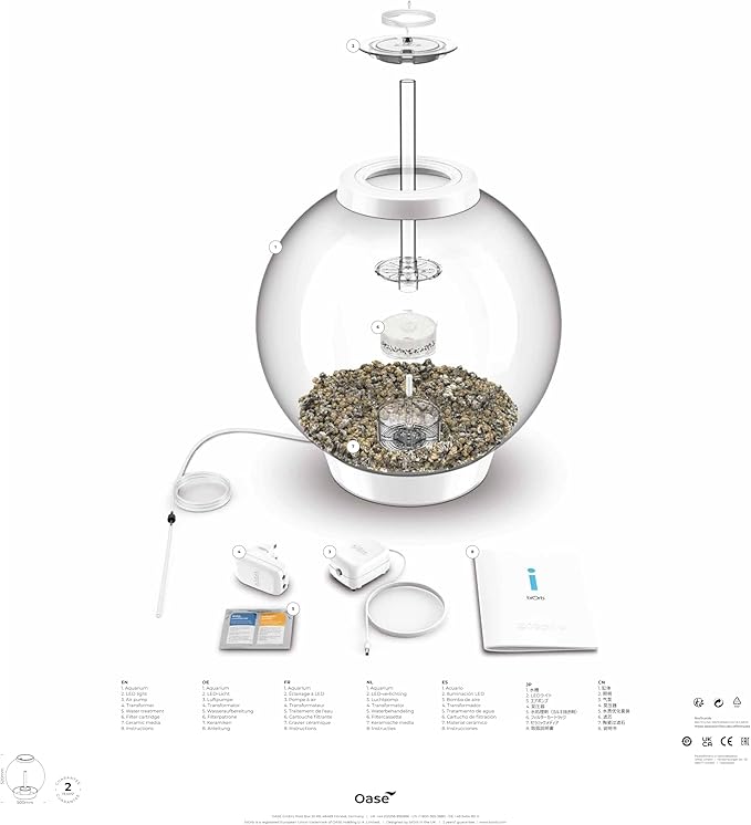 biOrb Classic 60 Acrylic 16-Gallon Aquarium with White LED Lights Modern Tank for Tabletop Display, Silver-PawvioPets