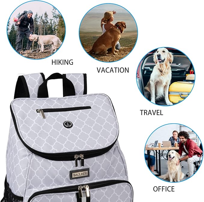 BAGLHER丨Dog Travel Bag, Airline Approved Pet Supplies Backpack, Dog Travel Backpack with 2 Silicone Collapsible Bowls and 2 Food Baskets-PawvioPets