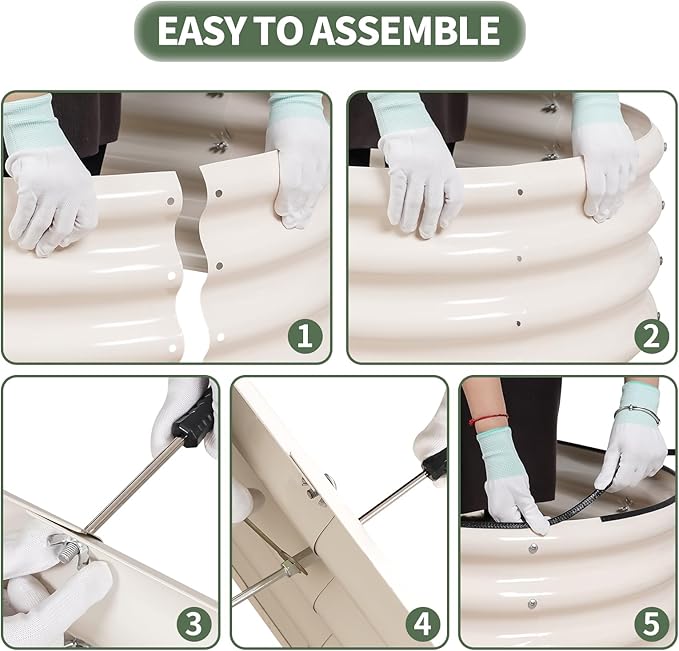 1MORE Galvanized Raised Garden Bed- Planter Garden Boxes Outdoor, Raised Beds for Gardening, 8x2x1ft Metal Garden Bed Kit for Vegetables Flower, Planter Raised Beds with Protective Tape & Tools.White-PawvioPets