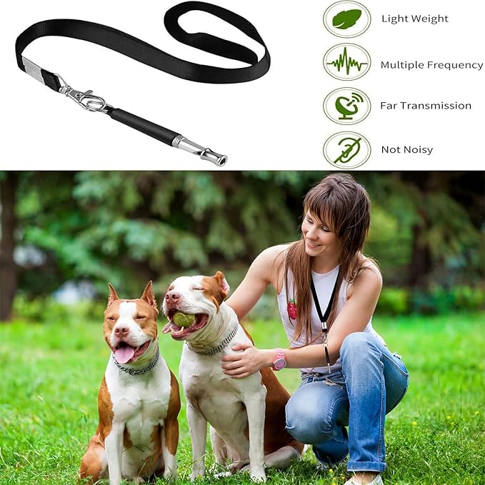 3 Pack Dog Whistle to Stop Barking Neighbors Dog - Adjustable Ultrasonic Silent Dog Whistle for Professional Training & Bark Control, with Lanyard (Black/White) - Effective Recall & Long Range-PawvioPets