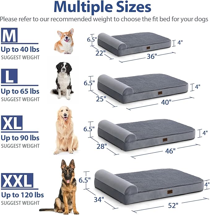 Bark Alley Jumbo Memory Foam Orthopedic Bed - Waterproof Washable Cover, Perfect for Medium, Large, and Extra Large Dogs, Sofa and Couch-PawvioPets