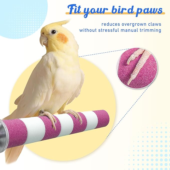 Bird Perches for Cage Bird Cage Accessories Toys Parrot Sand Paw Grinding Stick for Budgies Lovebirds Cockatiels Conures Quakers Small to Medium Birds-PawvioPets