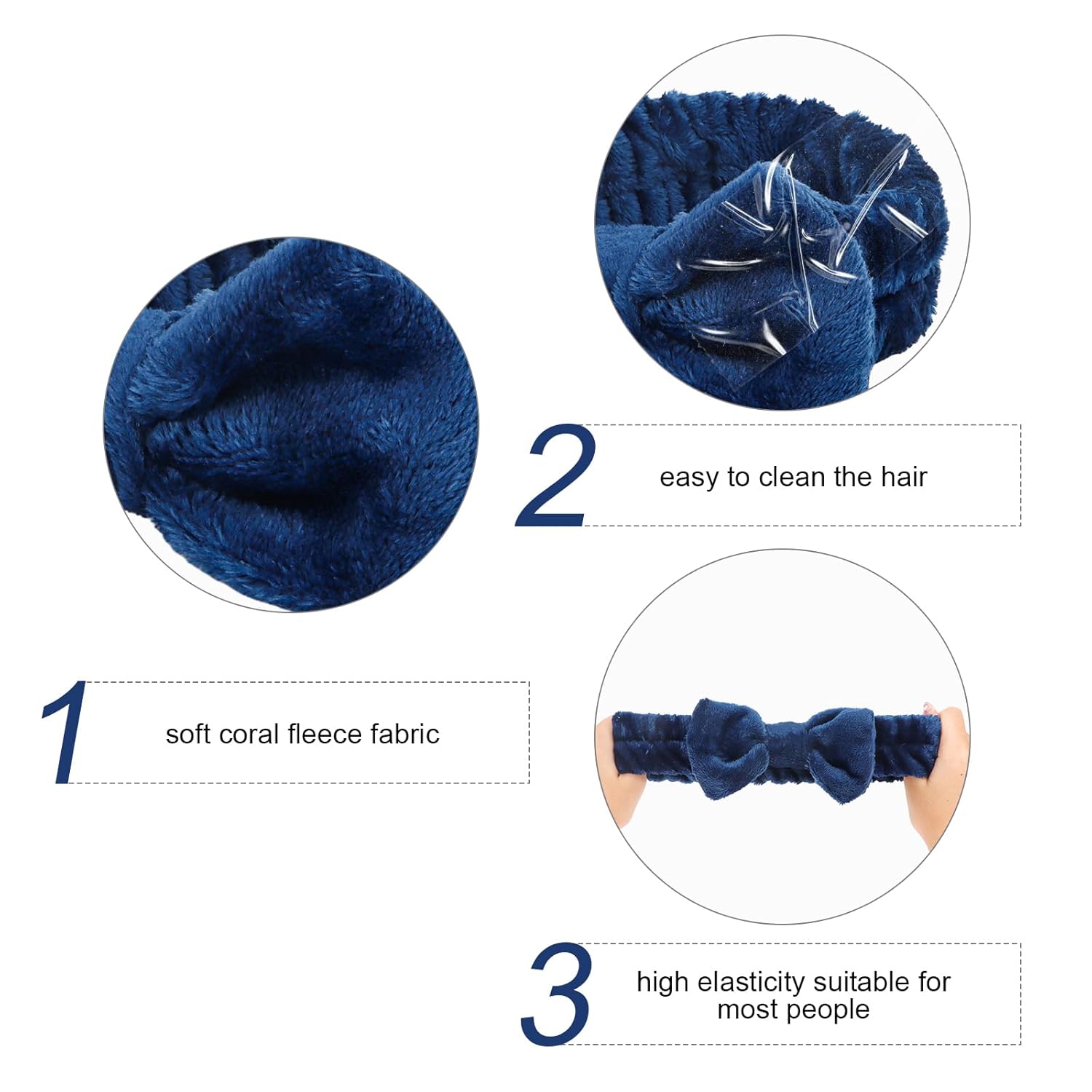 Semato 8Pcs Navy Blue Spa Headband Bachelorette Party Favors Set Skincare Headbands for Women Gifts and Party Supplies (navy blue)