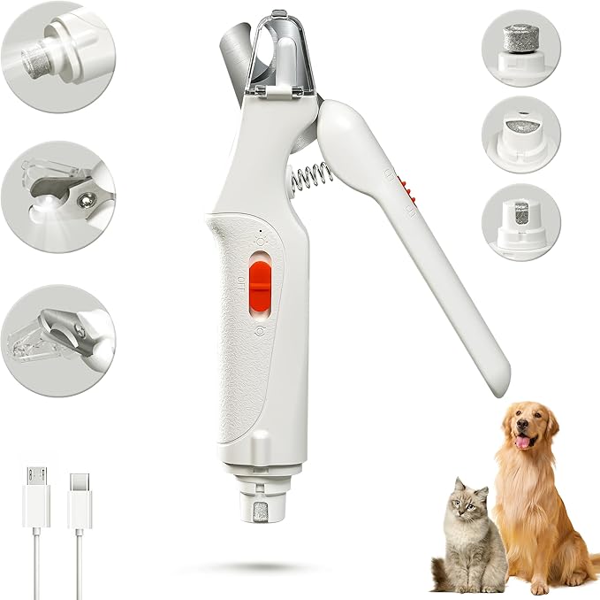 2-in-1 Cat Nail Clippers & Dog Nail Clippers Trimmers for Large Medium Small Dogs Cats Claw Trimmer Quick Sensor and Safety Guard USB Rechargeable with 2 LED Lights Dogs Nail Trimmer-PawvioPets