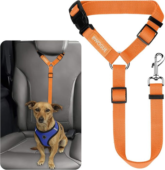 BWOGUE Pet Dog Cat Seat Belts, Car Headrest Restraint Adjustable Safety Leads Vehicle Seatbelt Harness (1 Pack)-PawvioPets