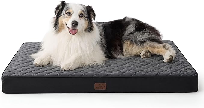 Bedsure Orthopedic Dog Bed for Extra Large Dogs and Crate - Thick Memory Foam Pet Mattress with Removable Washable Cover and Egg Crate Foam, Suitable for Pet Up to 100 lbs, XL 41x29x4 Inches, Black-PawvioPets
