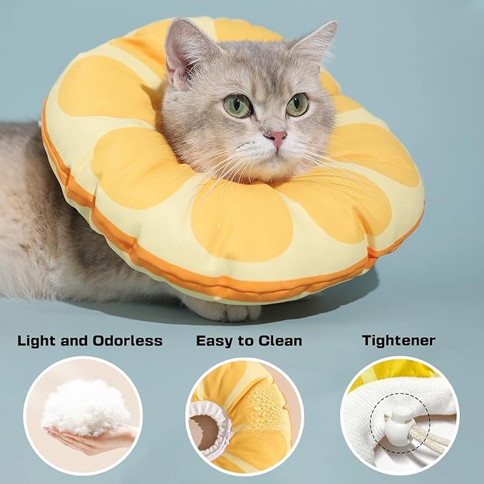 Cat Cone Collar Soft Kitten Donut, Cat Cones to Stop Licking After Surgery and Scratching, Waterproof Elizabethan e Collar for Cats After Neuter, Adjustable Comfy Neck Cone Pillow for Kitty-PawvioPets