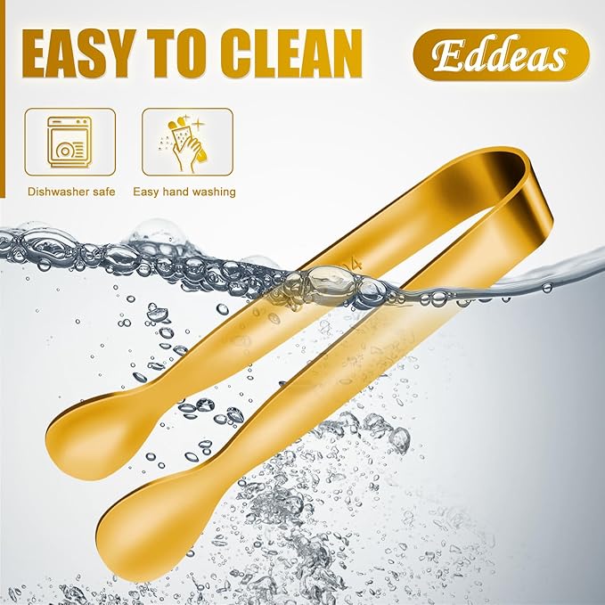 12 PCS Small Serving Tongs, 4.3" Mini Gold Tongs, Gold Kitchen Tongs for Serving Food, Coffee Bar, Tea Party, Desserts Party and Ice Bucket-PawvioPets