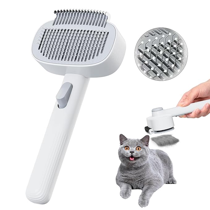 2-in-1 Pet Deshedding Brush Cat Dematting Comb for Indoor Cats and Dogs Comb for Shedding Long & Short Hair Gentle Massage Grooming Tool Easy to Remove Loose Undercoat,Matted Fur & Tangles-PawvioPets