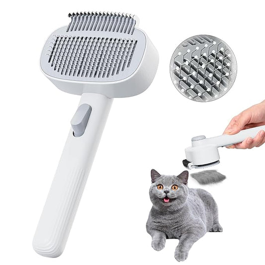 2-in-1 Pet Deshedding Brush Cat Dematting Comb for Indoor Cats and Dogs Comb for Shedding Long & Short Hair Gentle Massage Grooming Tool Easy to Remove Loose Undercoat,Matted Fur & Tangles-PawvioPets